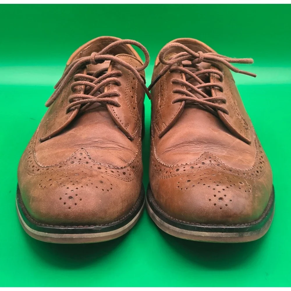 Polo Ralph Lauren Moseley Tan Brown Leather Wingtip Oxford Shoes Mens 8D